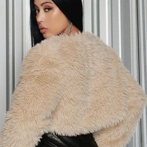 Cropped fur coat